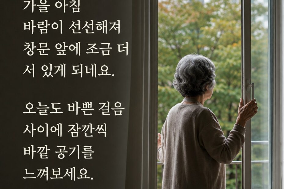 가을 아침 인사말 - 선선해진 바람 글귀 이미지