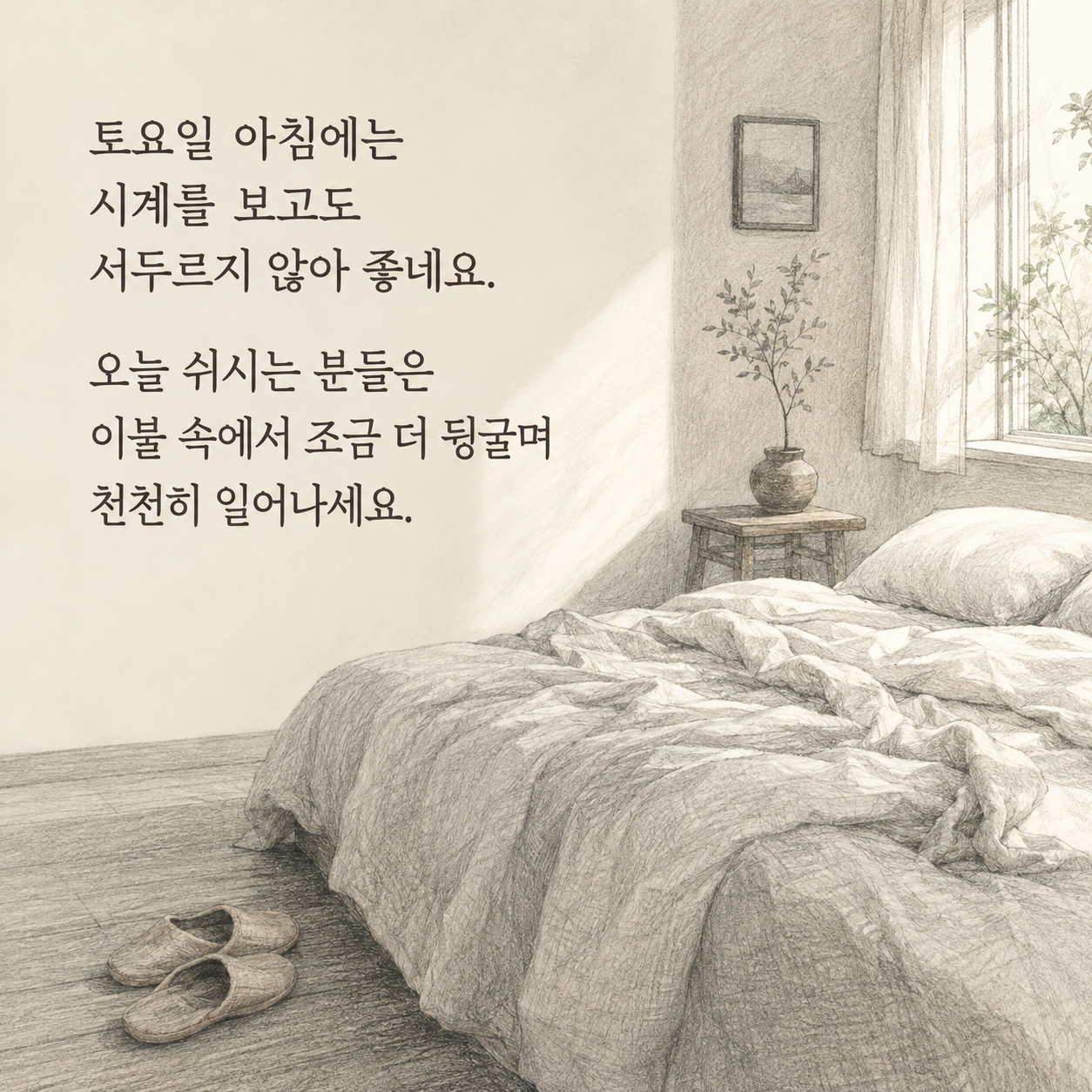 토요일 아침 인사말 - 늦게 일어난 아침 글귀 이미지