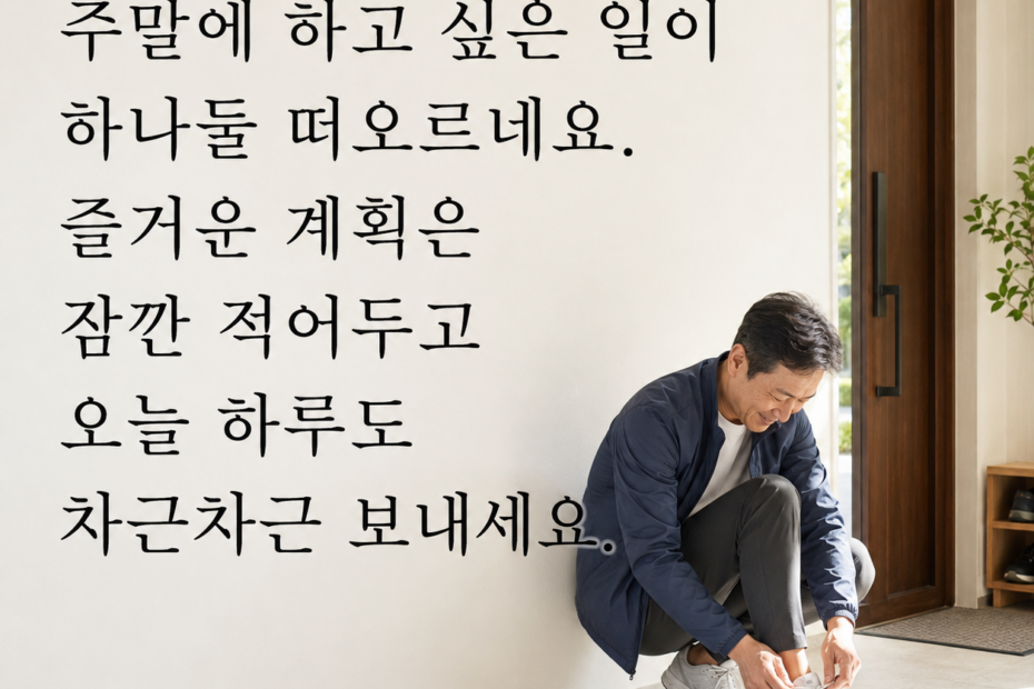 목요일 아침 인사말 - 주말을 앞두고 글귀 이미지